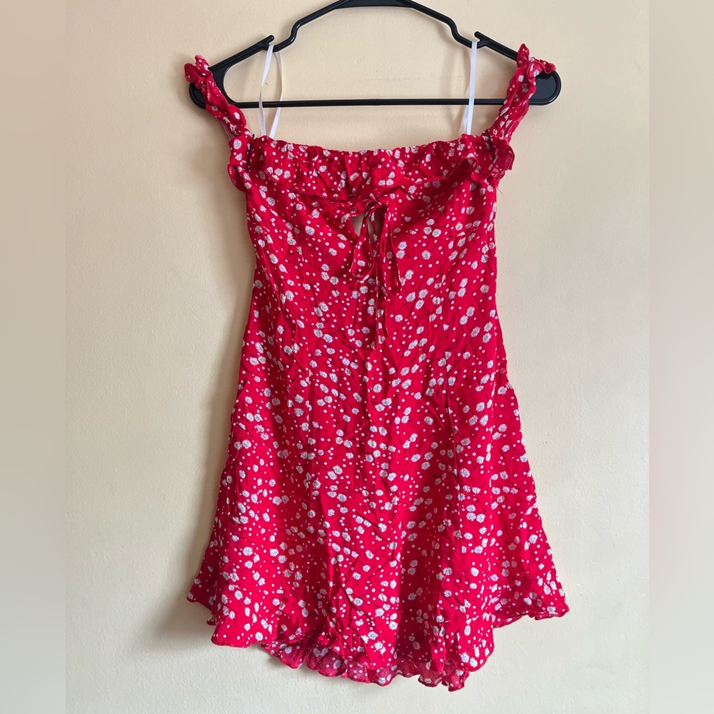 SHEIN Red Floral Sun-dress